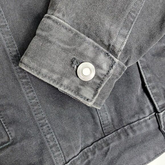 ASOS Men's Black Denim Jacket Size Large Buttons 100% Cotton - Picture 9 of 9